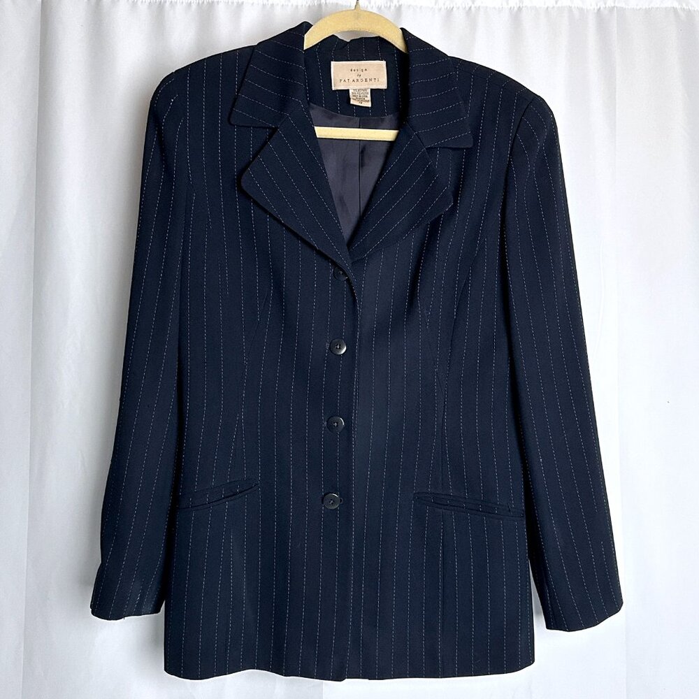 Design by Pat Argenti navy blue pinstripe blazer